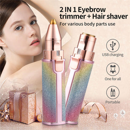 2-in-1 Eyebrow Trimmer & Facial Hair Remover | Painless Brow Shaver