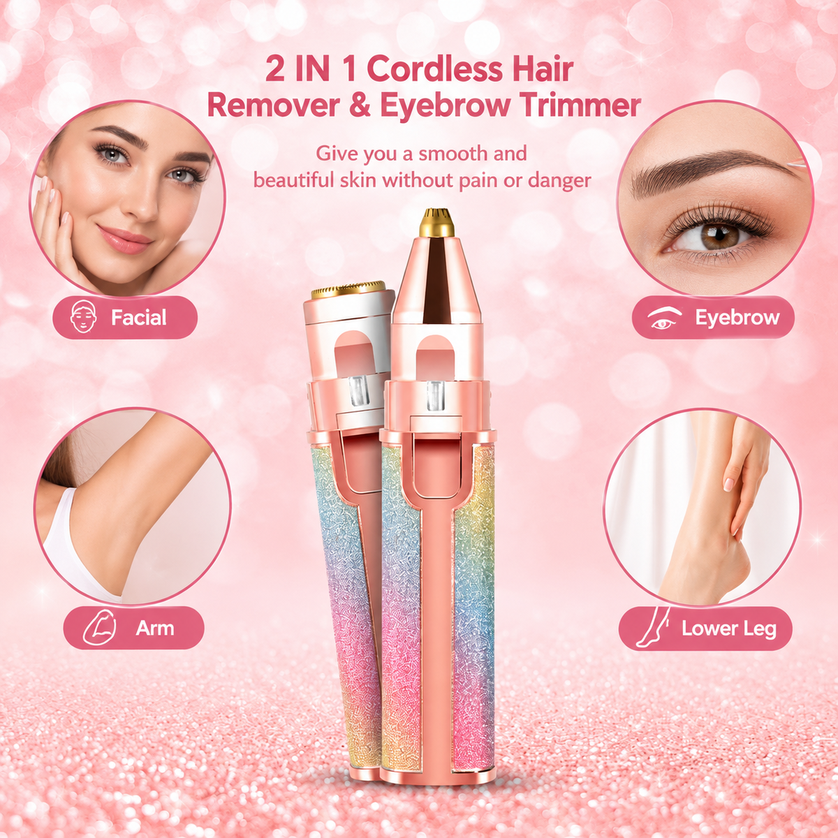 2-in-1 Eyebrow Trimmer & Facial Hair Remover | Painless Brow Shaver