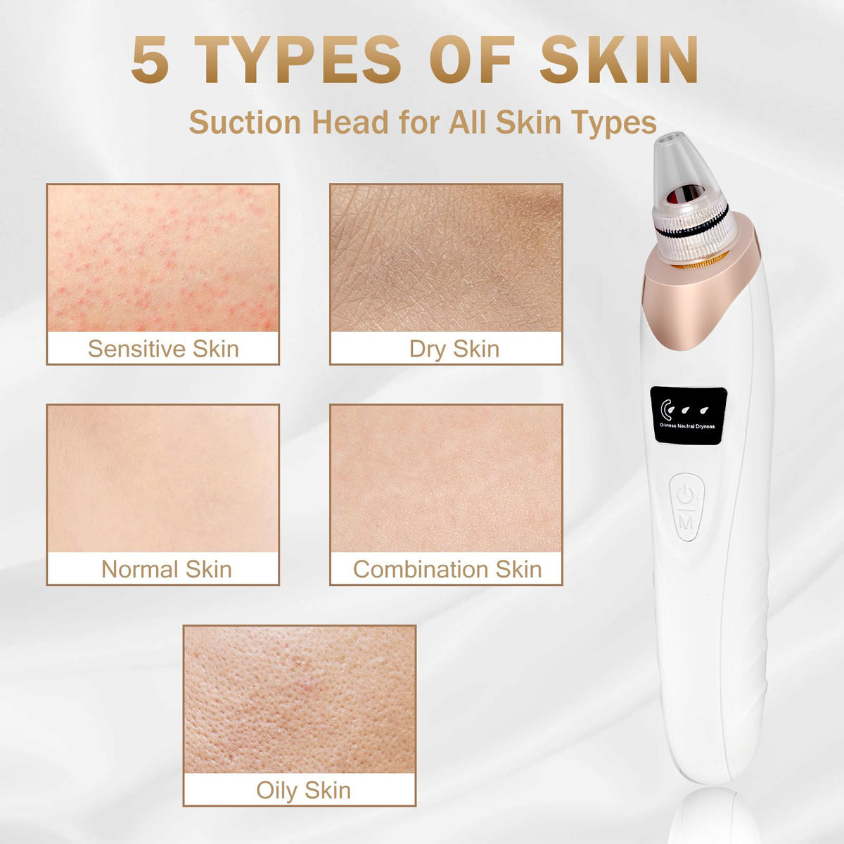 5 in 1 Electric Blackhead Acne Oil Remover Vacuum Suction Face Pore Cleaner Machine