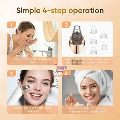 5 in 1 Electric Blackhead Acne Oil Remover Vacuum Suction Face Pore Cleaner Machine