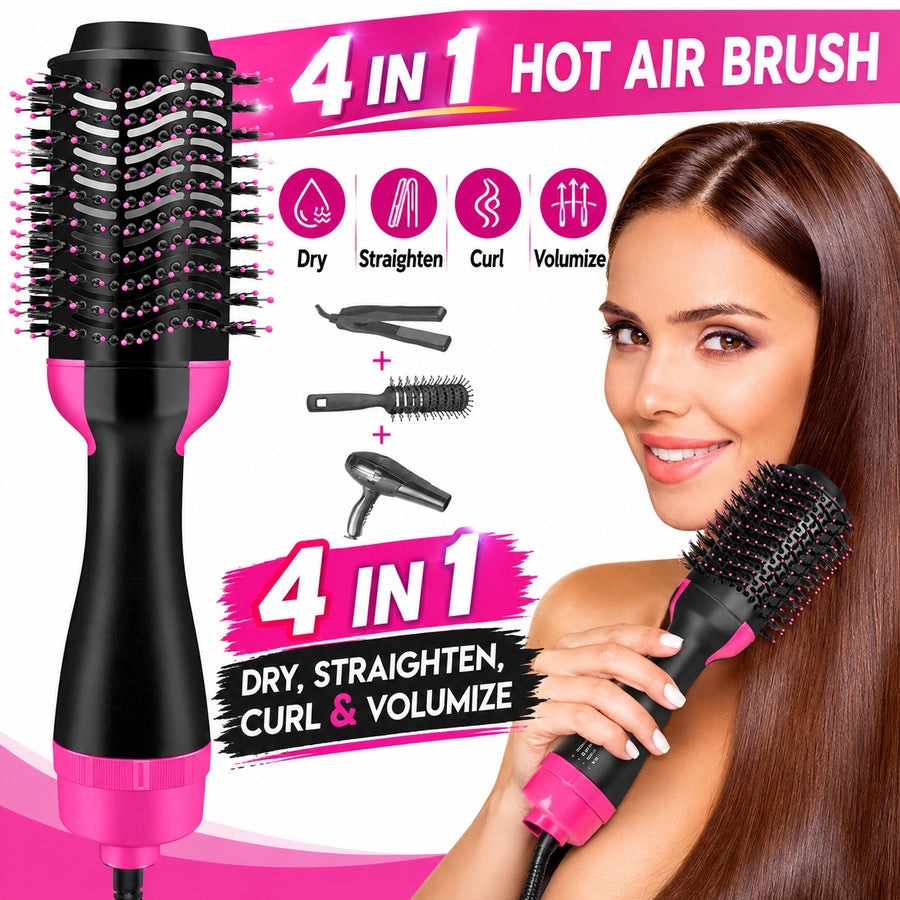4-in-1 Hair Styler Brush – Dry, Straighten & Curl Your Hair Effortlessly